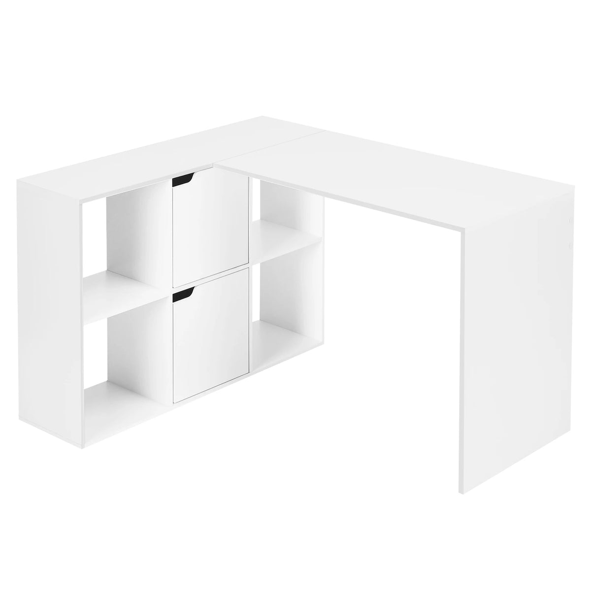 EUGAD L-Shape Computer Office Desk with Shelves Bookcase 118x100x75cm Corner Work Study Writing Table