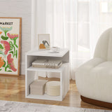 EUGAD 2PCS/SET White Bedside Tables Nightstand with 2 Open Compartments Space-Saving for Bedroom Living Room