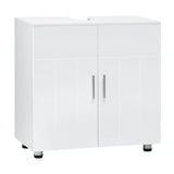 EUGAD White Bathroom Cabinet Under Sink 60x60x30cm Storage Cupboard with 2 Doors Shelves Vanity Unit with Adjustable Divider