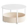 WOLTU Round Side Table Coffee Table with Storage Basket Small Side Table Metal Frame 80cm Diameter Suitable for Living Rooms Sofas Modern Style