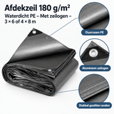 Detail van materiaal en afwerking van afdekzeil 180 g/m²