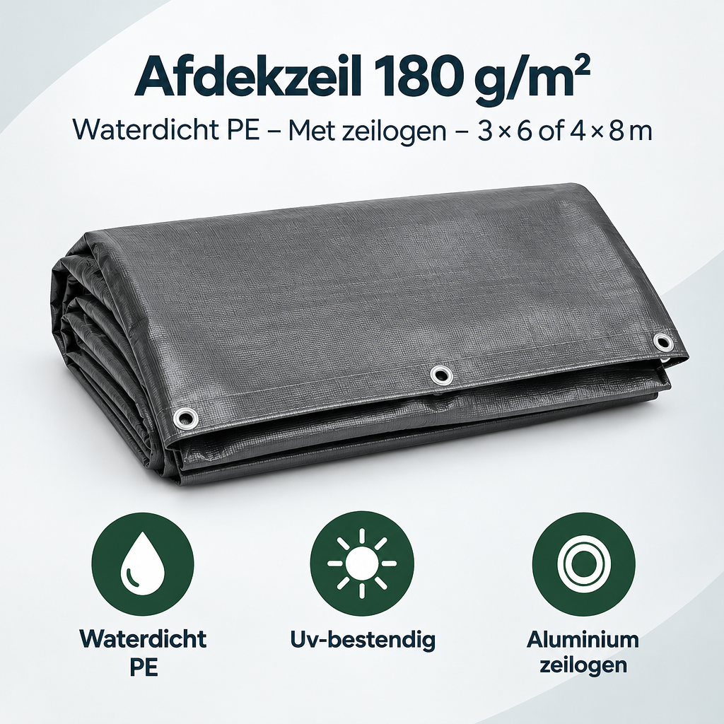 Overzicht van afdekzeil 180 g/m² met de belangrijkste productvoordelen
