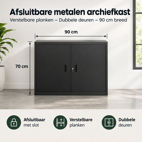 Afmetingen en productspecificaties van afsluitbare metalen archiefkast