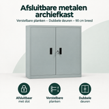 Overzicht van afsluitbare metalen archiefkast met de belangrijkste productvoordelen