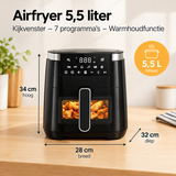 Afmetingen en productspecificaties van airfryer 5,5 liter