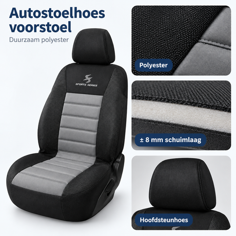 Universele autostoelhoes voorstoel van BukkitBow met hoofdsteunhoes, gemaakt van duurzaam materiaal, geschikt voor comfort en bescherming