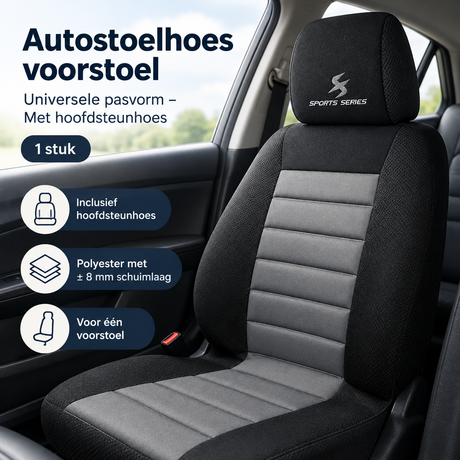 Autostoelhoes voorstoel van BukkitBow, universeel passend met hoofdsteunhoes, beschermt en versterkt de autostoel.