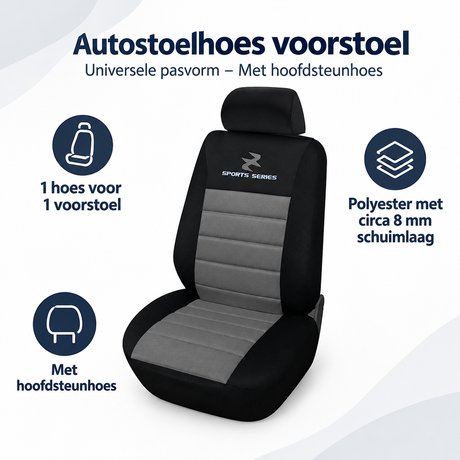 Universele autostoelhoes voorstoel van BukkitBow met hoofdsteunhoes, beschermt en past op verschillende autostoelen.