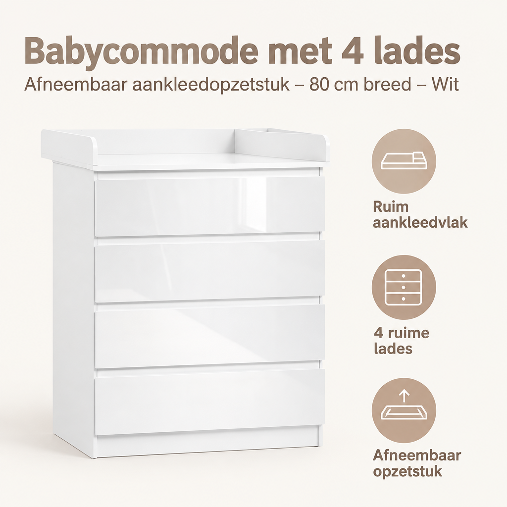 Belangrijkste voordelen en eigenschappen van babycommode met 4 lades