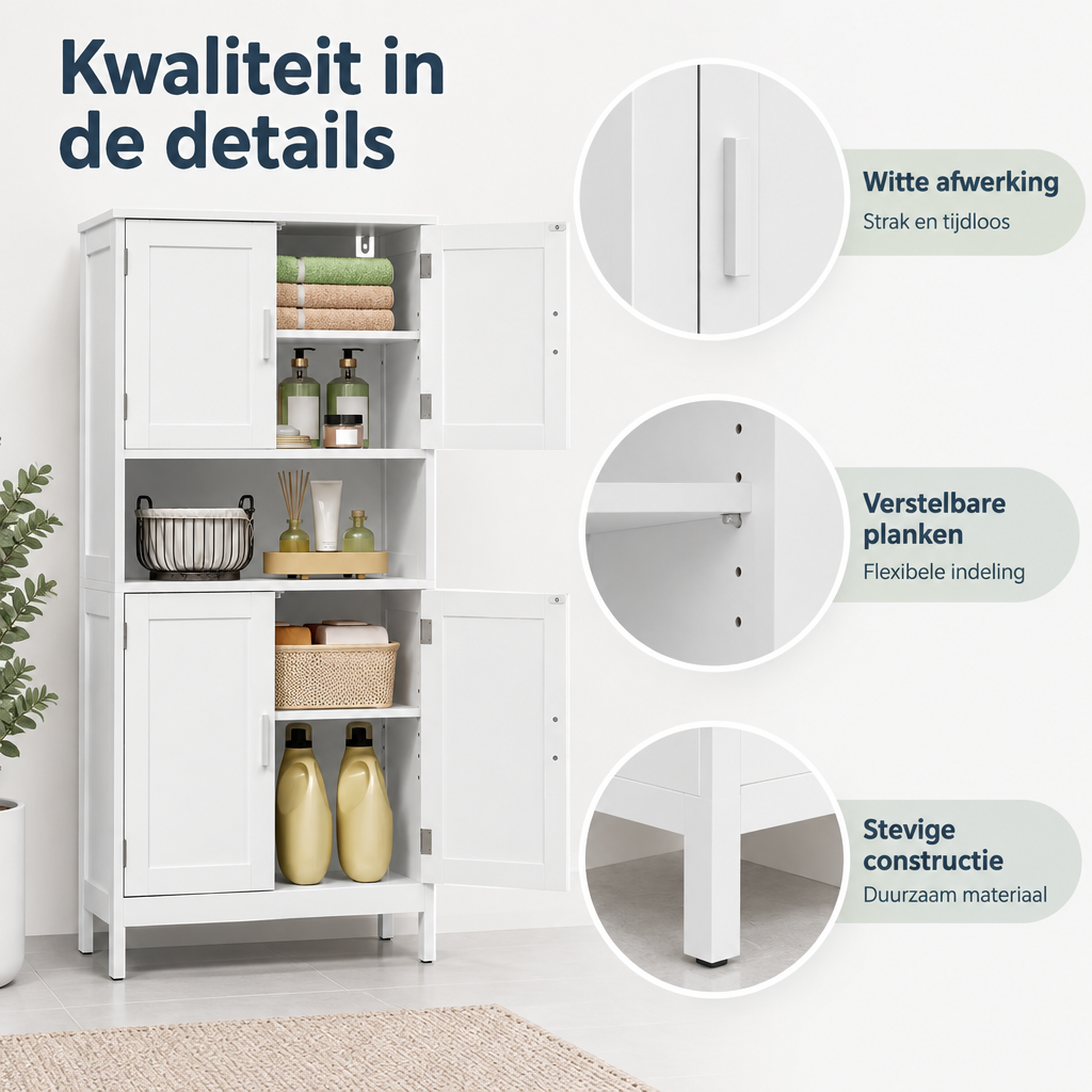 Detail van materiaal en afwerking van badkamerkast