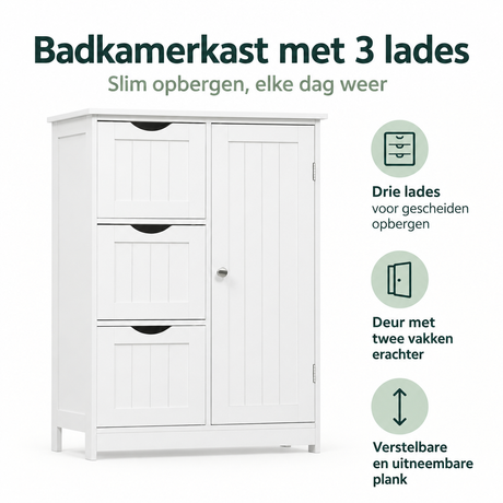 Belangrijkste voordelen en eigenschappen van badkamerkast met 3 lades