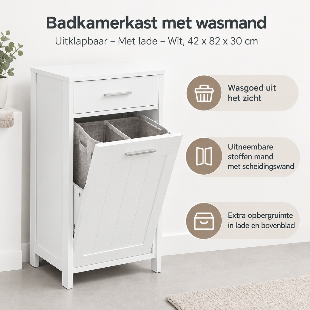 Belangrijkste voordelen en eigenschappen van badkamerkast met wasmand