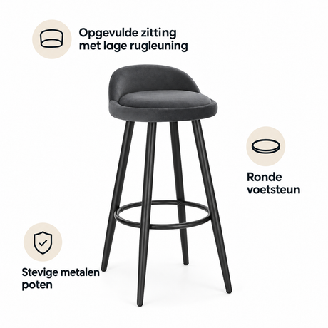 Belangrijkste voordelen en eigenschappen van barkruk met lage rugleuning
