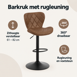 Overzicht van barkruk met rugleuning met de belangrijkste productvoordelen