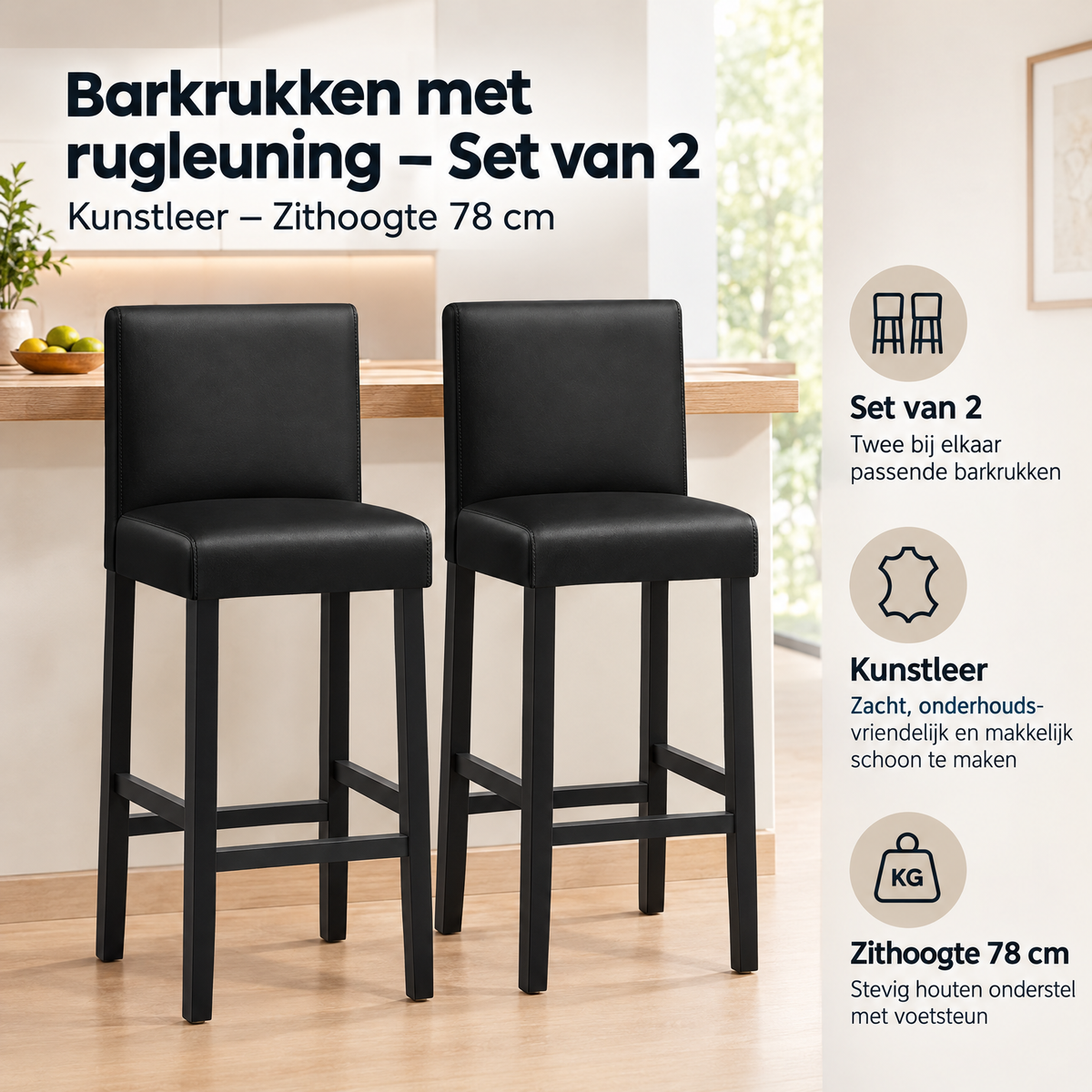 Praktische toepassing en keuzehulp voor barkrukken met rugleuning