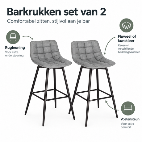 Belangrijkste voordelen en eigenschappen van barkrukken set van 2