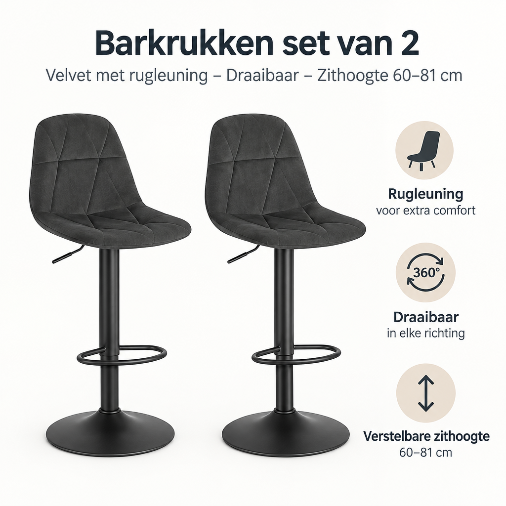 Belangrijkste voordelen en eigenschappen van barkrukken set van 2