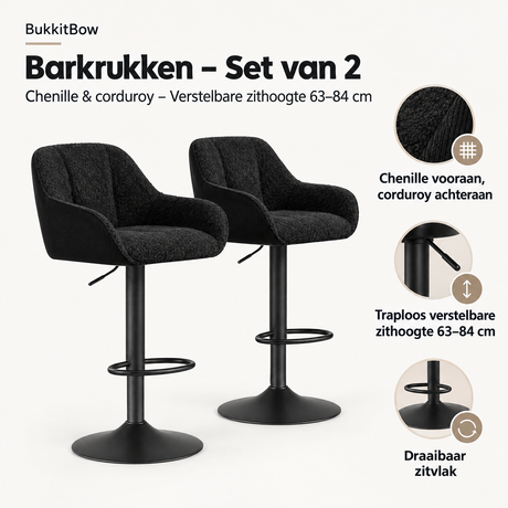 Belangrijkste voordelen en eigenschappen van barkrukken set van 2