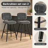 Detail van materiaal en afwerking van barkrukken set van 2