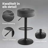 Detail van materiaal en afwerking van barkrukken zonder rugleuning