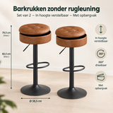 Afmetingen en productspecificaties van barkrukken zonder rugleuning