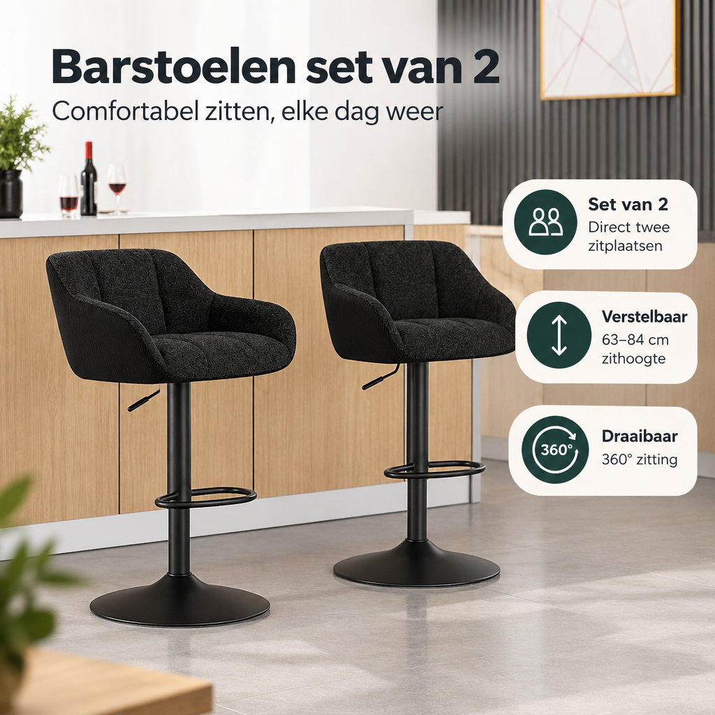 Praktische toepassing en keuzehulp voor barstoelen set van 2