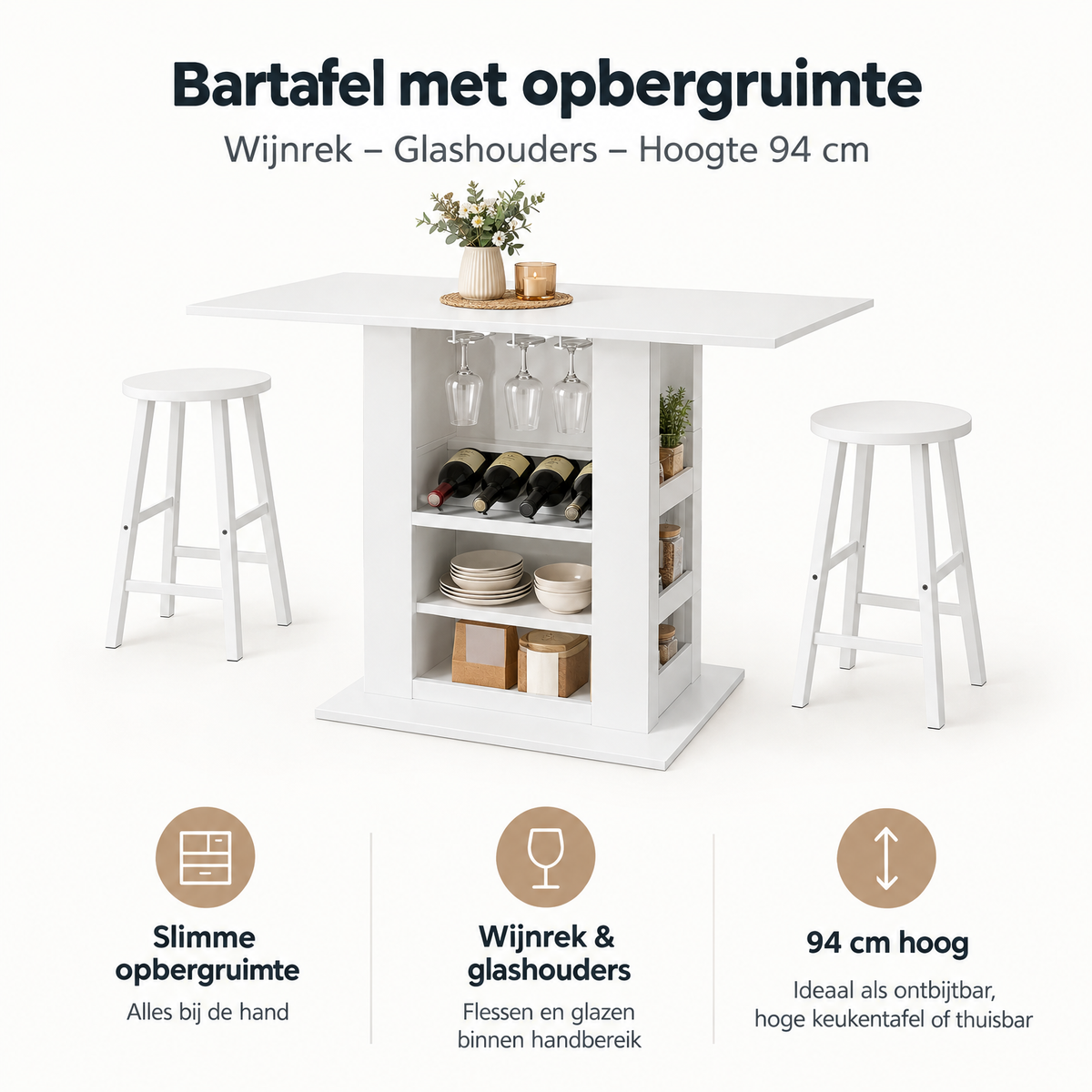 Belangrijkste voordelen en eigenschappen van bartafel met opbergruimte