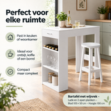 Praktische toepassing en keuzehulp voor bartafel met wijnrek