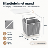 Afmetingen en productspecificaties van bijzettafel met mand
