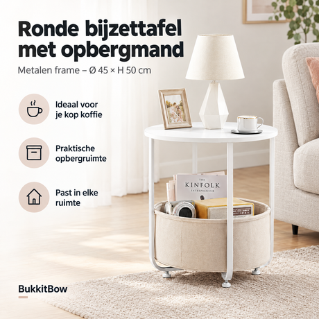 Praktische toepassing en keuzehulp voor bijzettafel met opbergmand