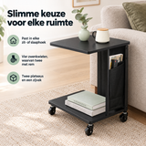 Praktische toepassing en keuzehulp voor bijzettafel op wielen zwart