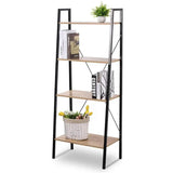 BukkitBow 4-lagen ladder boekenkast, houten opslagmeubel voor woonkamer, slaapkamer of keuken, afmetingen 60x35x148cm.