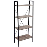 BukkitBow 4-lagen ladder boekenplank kast in houtkleur, voor woonkamer, slaapkamer of keuken, 60x35x148cm.