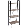 BukkitBow 4-lagen ladder boekenplank kast in houtkleur, voor woonkamer, slaapkamer of keuken, 60x35x148cm.