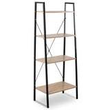 BukkitBow 4-lagen ladder boekenkast in houtlook, voor woonkamer, slaapkamer of keuken, 60x35x148cm, stijlvolle opbergkast.