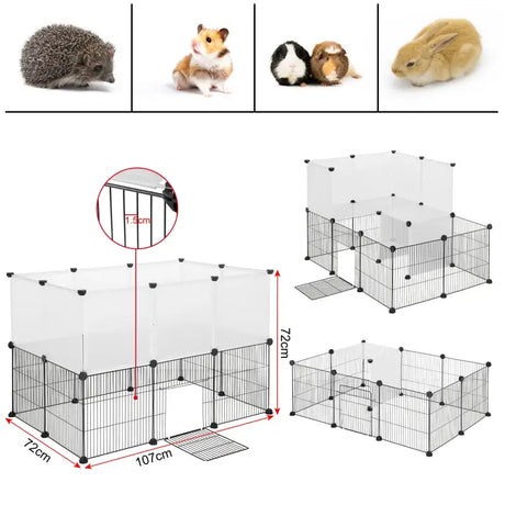 BukkitBow kleine dierenren voor hamsters, cavia's en konijnen, verstelbaar naar 2 niveaus, 107x72x72 cm, metalen frame en tralie.