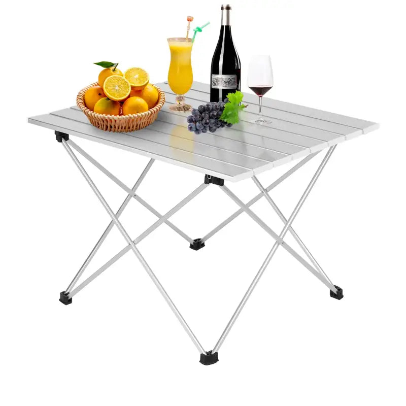 BukkitBow aluminium campingtafel, opvouwbaar met antislip pootjes en draagtas, compact formaat voor outdoor gebruik