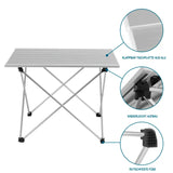 Aluminium campingtafel van BukkitBow, opvouwbaar met antislip pootjes en draagtas, geschikt voor camping en outdoor gebruik.