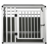 BukkitBow aluminium MDF hondentransportbox met trapeziumvorm, volledige ventilatie, zilver of zwart, 65x65x80cm, stevige transportbox