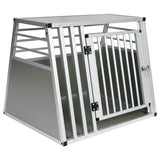 BukkitBow aluminium MDF hondentransportbox in trapeziumvorm, volledig geventileerd, zilver of zwart, 65x65x80cm