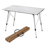 BukkitBow aluminium opvouwbare campingtafel, lichtgewicht en verstelbaar in hoogte, 120x68,5 cm, campingtafel voor outdoor gebruik