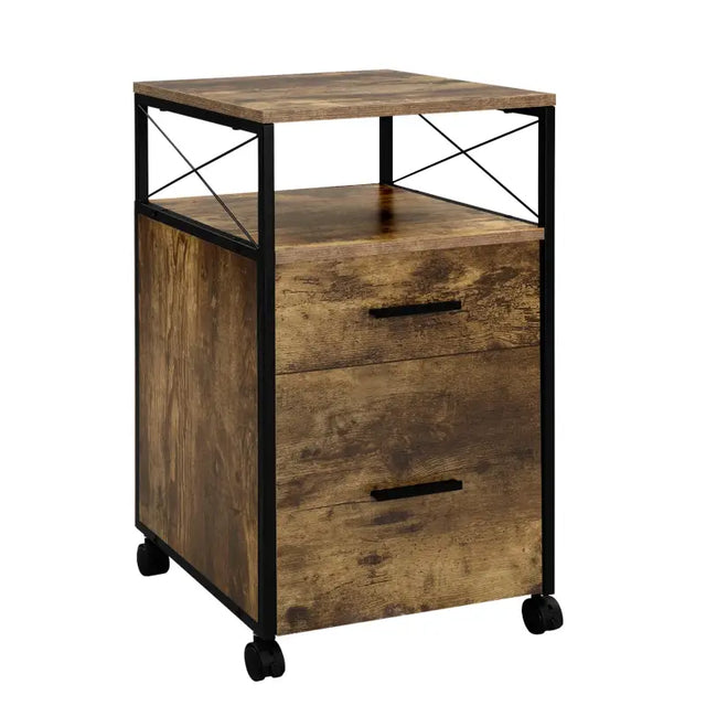 BukkitBow archiefkast rolcontainer met 2 laden, open vak, wielen, voor A4 en Letter mappen, zwart metalen opslagmeubel