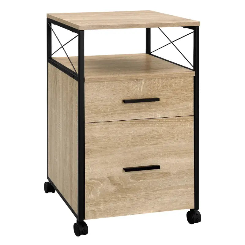 BukkitBow archiefkast rolcontainer met 2 laden en open vak, wielen, geschikt voor A4 en Letter mappen, zwart metalen ontwerp