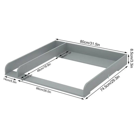 BukkitBow baby verschoontafel los opzetstuk voor commode in grijs of wit, 80x74,5x8,5 cm, zacht en praktisch design