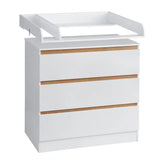 BukkitBow baby verschoontafel met 3 laden, MDF dressoir, veilig en gemakkelijk, afmetingen 80x48x78cm, geschikt voor baby's.