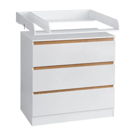 BukkitBow baby verschoontafel met 3 laden, MDF dressoir, veilig en gemakkelijk, afmetingen 80x48x78cm, geschikt voor baby's.