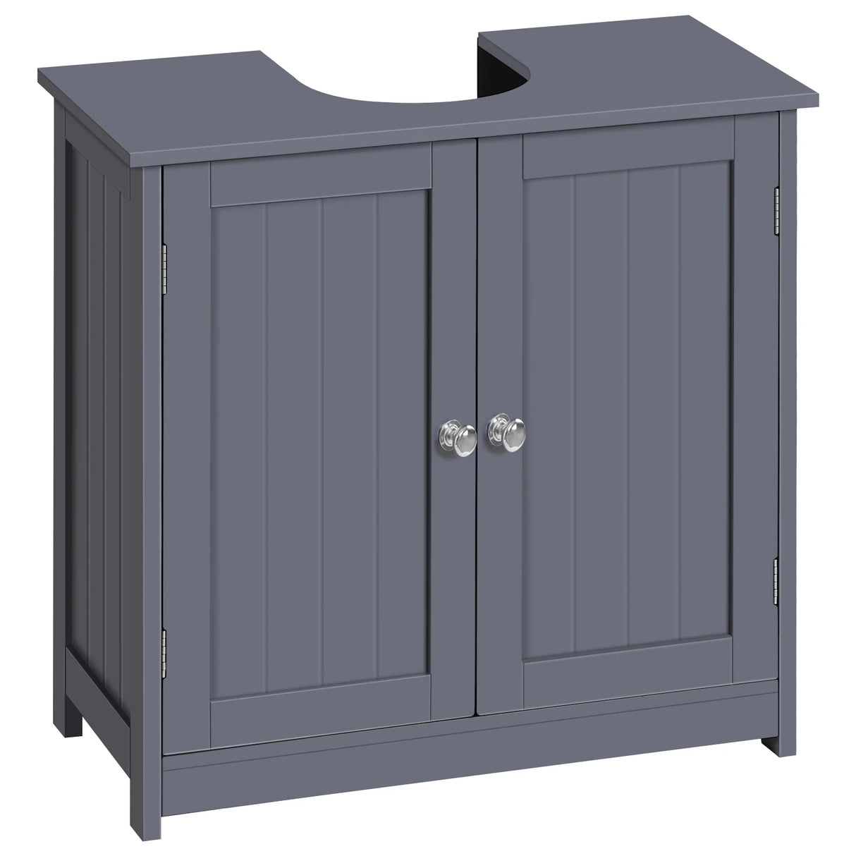 BukkitBow badkamerkast onder wastafel met 2 deuren en verstelbare plank, vrijstaand op opslagmeubel, zwart en modern design