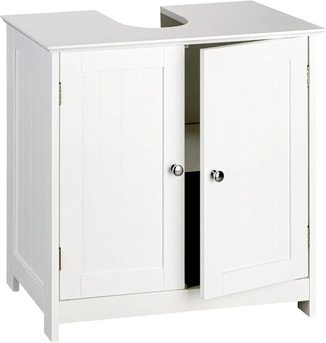 BukkitBow badkamerkast onder wastafel met 2 deuren in landelijke stijl, vrijstaand opslagmeubel van 60x30x60 cm.