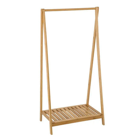 BukkitBow bamboe handdoekenrek in natuurlijke kleur met sterke opslag, praktische en eenvoudig te gebruiken afmetingen 60x35x120 cm