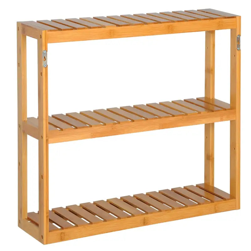 BukkitBow bamboe wandplank handdoekenrek met lade, duurzame materialen, 60x15x54cm, geschikt voor handdoeken en cosmetica.